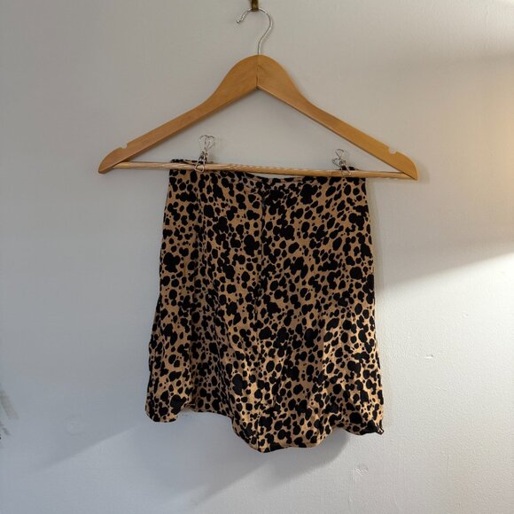 Reformation Margot Skirt Bengal Leopard Brown Mini Slit Size 0 - Picture 3 of 6